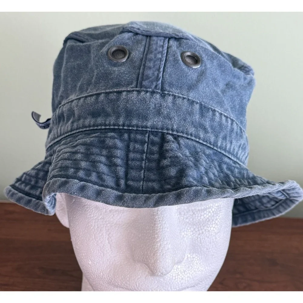 Vintage Old Navy Blue Denim 2000 Bucket Sun Hat Beach Festival Size S/M Y2K